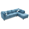 Malone 111-Inch Suede 4-Seater Sectional Sofa with Two Throw Pillows - Dimensions: 111L x 78W x 34H