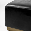 Minara Black Genuine Leather Ottoman with Gold Metal Base - 36-Inch Square