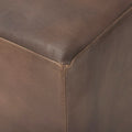 Minara Black Genuine Leather Ottoman with Gold Metal Base - 36-Inch Square