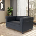 Mid-Century Modern Loveseat Sofa by Coast to Coast - Upholstered Faux Leather with Solid Wood Frame
