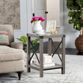 Ledel Rustic Farmhouse Accent End Table with Storage Shelf