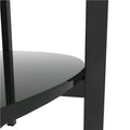 Double-Layer Round Tempered Glass End Table/Coffee Table with Sturdy Iron Frame