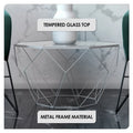 Malibu 22 Modern Octagonal Coffee Table with Tempered Glass Top and Durable Metal Geometric Base for Living Room or Office