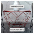 Malibu 22 Modern Octagonal Coffee Table with Tempered Glass Top and Durable Metal Geometric Base for Living Room or Office