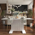 Clihome Glossy Wood Expandable Dining Table for 6 Guests