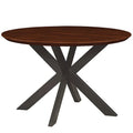 Ravenna 47" Modern Round Wood Dining Table with X-Cross Metal Base for Kitchen and Dining Room