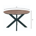 Ravenna 47" Modern Round Wood Dining Table with X-Cross Metal Base for Kitchen and Dining Room