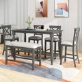 Nestfair 6-Piece Counter Height Dining Set with Chairs and Bench