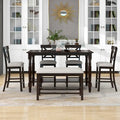 Nestfair 6-Piece Counter Height Dining Set with Chairs and Bench