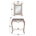 Set of 2 Bronze Metal Leaf Console Tables with Mirrors and Scrolled Legs - Roche River Decor - Dimensions: 1W x 23L x 32H
