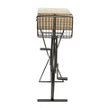 Roche River Decor Metal Console Table with 3 Drawers and Brown Wood Top - Black Finish - Dimensions: 15"W x 58"L x 34"H