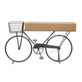 Roche River Decor Metal Console Table with 3 Drawers and Brown Wood Top - Black Finish - Dimensions: 15"W x 58"L x 34"H