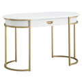 Oval Vanity Desk with Drawer and Drop-Down Front