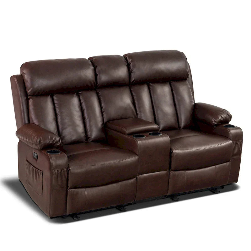 MCombo Faux Leather Electric Reclining Sofa with Heat and Massage - Models 6095/6075/6077