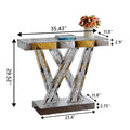 Contemporary Silver Console Table with Crushed Diamond Inlay for Entryway