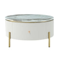 Merax Contemporary Round Coffee Table Featuring 2 Spacious Drawers