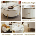 Merax Contemporary Round Coffee Table Featuring 2 Spacious Drawers