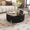 Merax Contemporary Round Coffee Table Featuring 2 Spacious Drawers