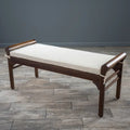 Christopher Knight Home Nelson Rustic Acacia Wood Bench with Cushion