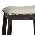 Set of 2 Gray Curved Leatherette Counter Stools with Nailhead Trim