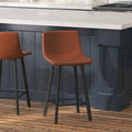 Pair of Armless Upholstered Metal Counter Stools