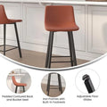 Pair of Armless Upholstered Metal Counter Stools