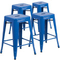 Set of 4 Backless Metal Counter Height Stools for Indoor-Outdoor Use - 24 Hours Square Seat