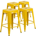 Set of 4 Backless Metal Counter Height Stools for Indoor-Outdoor Use - 24 Hours Square Seat