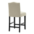 Set of 2 Counter Height Bar Stools with Back - 24-Inch Fabric Upholstered Design and Nailhead Trim