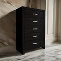 Ancy 48-Inch Tall 5-Drawer Dresser Chest with Faux Diamond Inlay Handles in Black