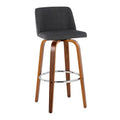 Set of 2 Carson Carrington Vallberga 30-Inch Fixed-Height Bar Stools with Walnut Wood Base