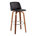 Set of 2 Carson Carrington Vallberga 30-Inch Fixed-Height Bar Stools with Walnut Wood Base