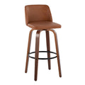 Set of 2 Carson Carrington Vallberga 30-Inch Fixed-Height Bar Stools with Walnut Wood Base