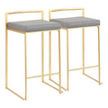 Set of 2 Stackable Gold Bar Stools with Silver Orchid Forest Finish