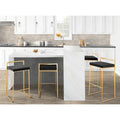 Set of 2 Stackable Gold Bar Stools with Silver Orchid Forest Finish
