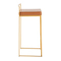 Set of 2 Stackable Gold Bar Stools with Silver Orchid Forest Finish