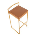 Set of 2 Stackable Gold Bar Stools with Silver Orchid Forest Finish