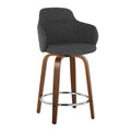Set of 2 Carson Carrington Iglabo 24-Inch Fixed-Height Counter Stools with Bent Wood Legs and Round Footrest