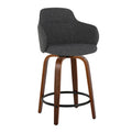 Set of 2 Carson Carrington Iglabo 24-Inch Fixed-Height Counter Stools with Bent Wood Legs and Round Footrest