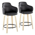 Set of 2 Carson Carrington Iglabo 24-Inch Fixed-Height Counter Stools with Bent Wood Legs and Round Footrest