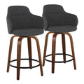 Set of 2 Carson Carrington Iglabo 24-Inch Fixed-Height Counter Stools with Bent Wood Legs and Round Footrest
