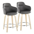 Set of 2 Carson Carrington Iglabo 24-Inch Fixed-Height Counter Stools with Bent Wood Legs and Round Footrest