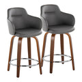 Set of 2 Carson Carrington Iglabo 24-Inch Fixed-Height Counter Stools with Bent Wood Legs and Round Footrest