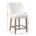 Carter 24-Inch Wingback Tufted Counter Stool with Antique Grey Legs and Nailhead Trim