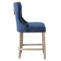 Carter 24-Inch Wingback Tufted Counter Stool with Antique Grey Legs and Nailhead Trim