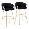 Set of 2 Lumisource Claire 30" Fixed-Height Bar Stools - Gold Metal - Dimensions: 19.5"L x 21"W x 38.25"H
