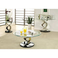 Furniture of America Sele Contemporary 45-Inch Silver Half-Moon Glass Top Sofa Table