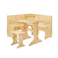 MUSEHOMEINC Classic 3-Piece Solid Wood Breakfast Nook Dining Set with Side Bench and Hidden Storage