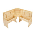 MUSEHOMEINC Classic 3-Piece Solid Wood Breakfast Nook Dining Set with Side Bench and Hidden Storage