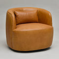 KINWELL Contemporary Genuine Leather Swivel Armchair with Cushion